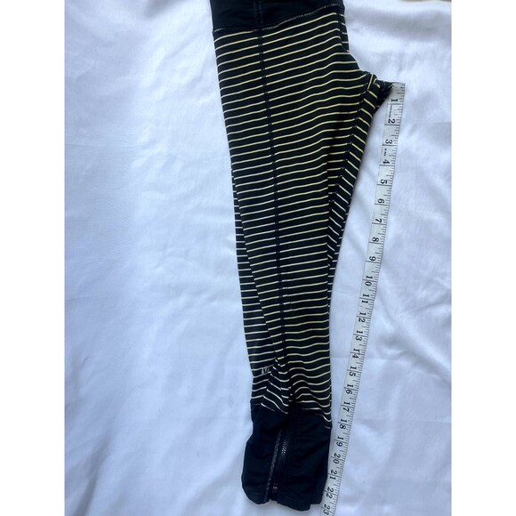 Lululemon Yellow Black Striped Crop Leggings Bee Size 4 + Crop Top Size M Yoga - Picture 9 of 12